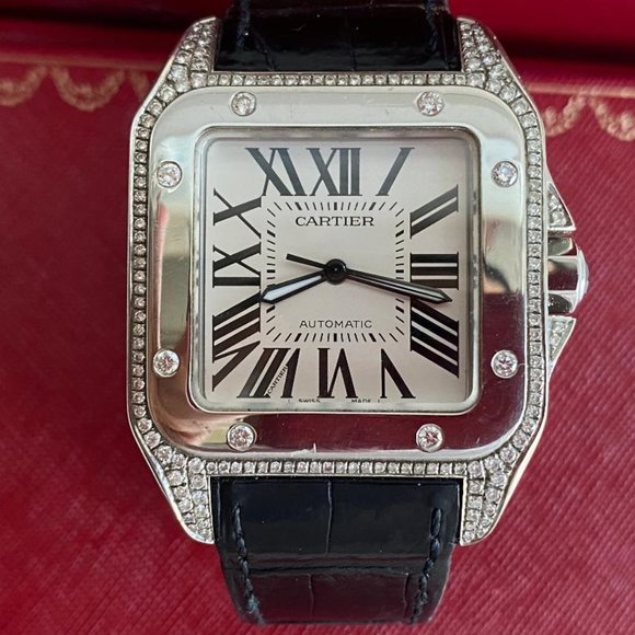 Cartier Men's Santos 100 XL Diamond Watch (PREOWN) - Picture 2 of 10